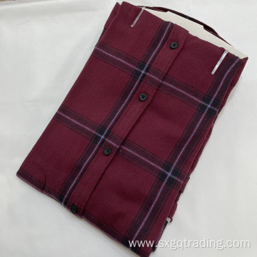 Red plaid 100%cotton flannel shirt for men